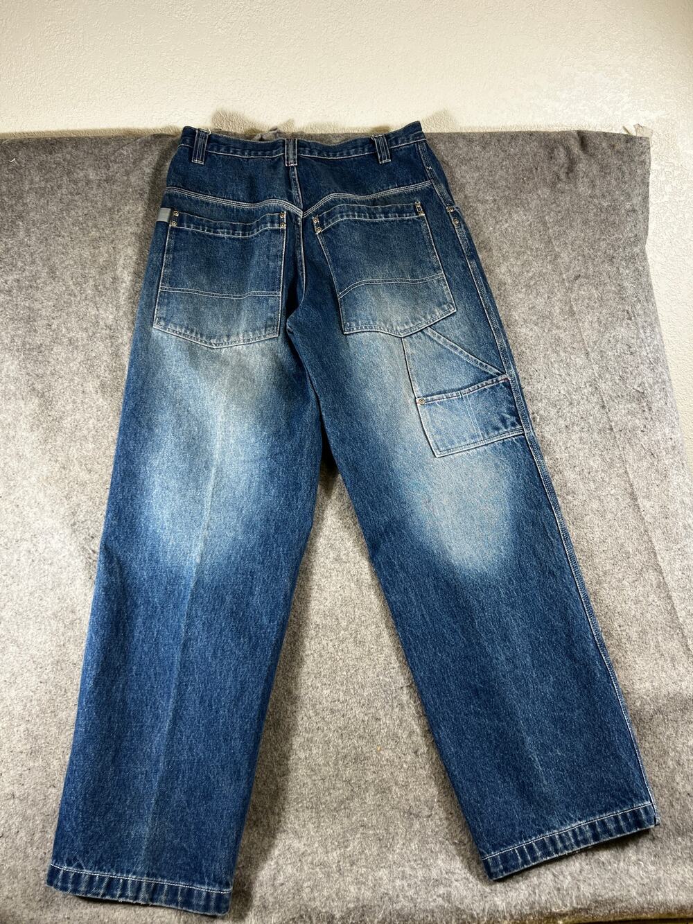 Y2K No Boundaries Carpenter Jeans Men 34x34 Baggy Wide Leg Utility Faded Wash